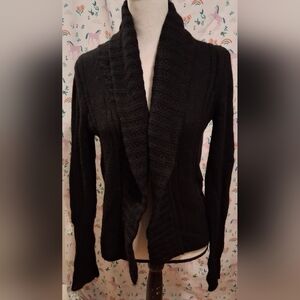 EUC TSE Black Cashmere Casual Everyday Warm Winter Cardigan Sweater Top SZ M